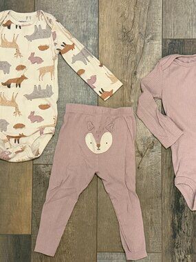 3 Piece Set Carters 18m Forest Animal Pants Long Sleeve Onesies